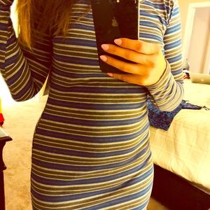 LuLaRoe Debbie Blue and Grey Stripes NWT